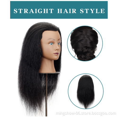 Hot sale Hairdresser training head 100% real wigs hair,manikin head for school  practice with animal hair mannequin head